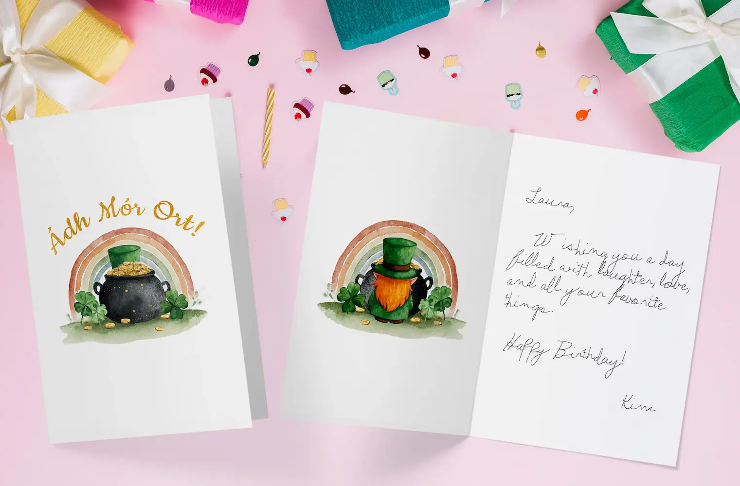 Artist writing a birthday card